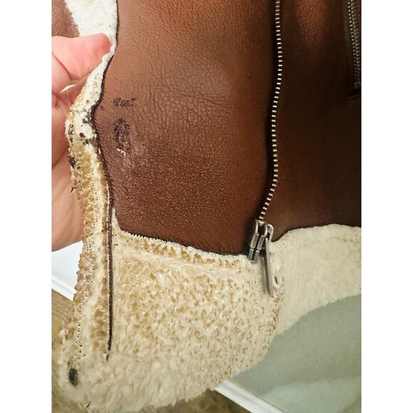 SPLENDID Earhart Brown Faux Leather Aviator Collar Jacket Size Extra Small - Picture 15 of 16